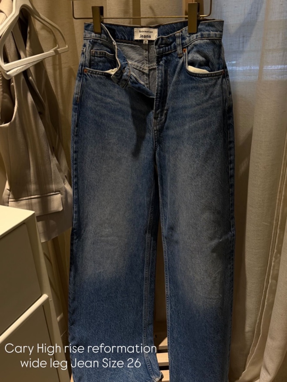 Reformation Cary Relaxed Wide-Leg Jeans - Blue Denim